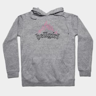 Hellgirl Aesthetic Goth Grl Grunge Design (Pink Flames & Black Text) Hoodie